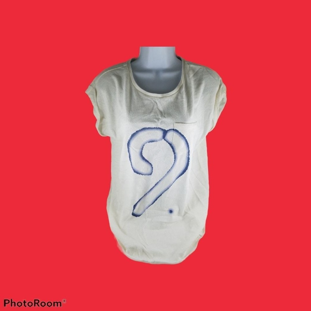 Womens Top Ivory Blue Gap Y2K Tie Dye Graphic 9 Small T-shirt 100% Cotton NWT